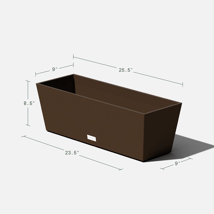 Outdoor Window Box Planter, Large, 36"W x 9"D x 10"H, Charcoal, West Elm