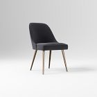 Open Box: Mid-Century Upholstered Dining Chair - Performance Velvet Black, Oil Rubbed Bronze