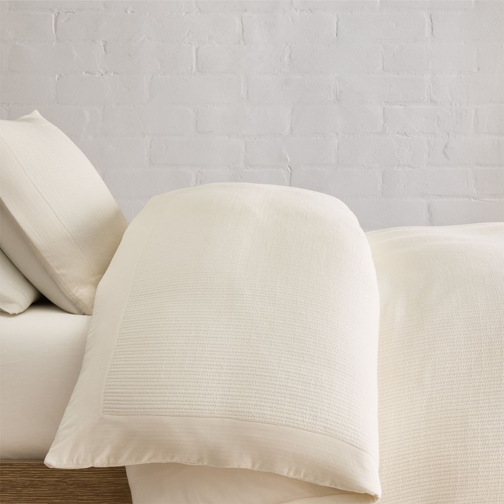 Jersey TENCEL™ Modal Ribbed Border Duvet Cover - Alabaster, King