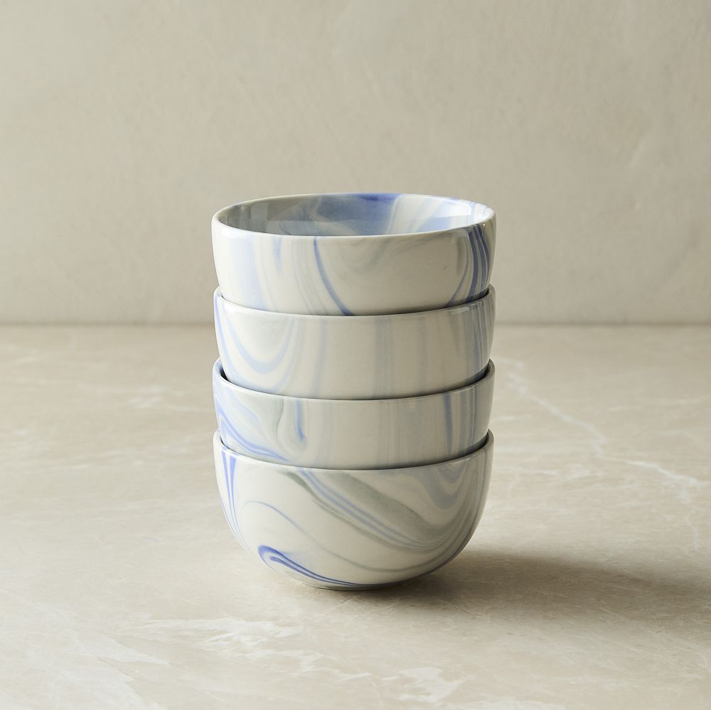 Marble Swirl Dip Bowls (Set of 4) - Blue, Set of 4
