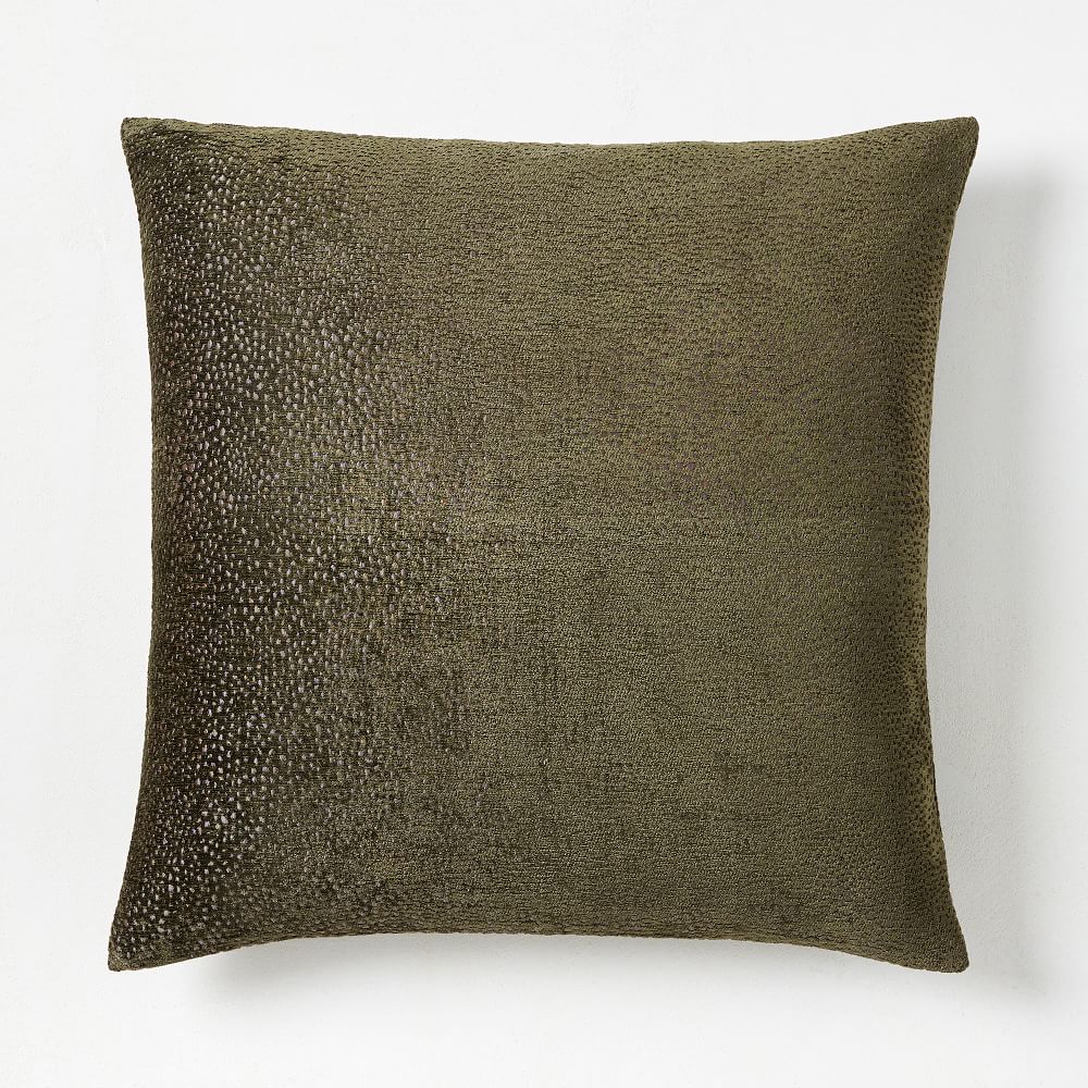 Dotted Chenille Jacquard Pillow Cover - 20"x20", Dark Olive