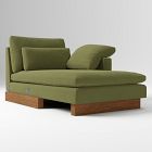 Open Box: Harmony Right Arm Chaise - Deluxe Velvet Tarragon, Dark Walnut