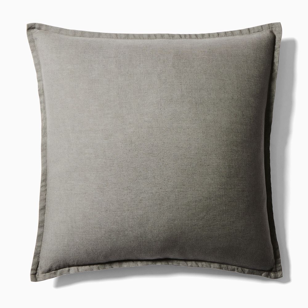 European Flax Linen Pillow Cover - 16x16, Balsam Green + Down Alt Insert