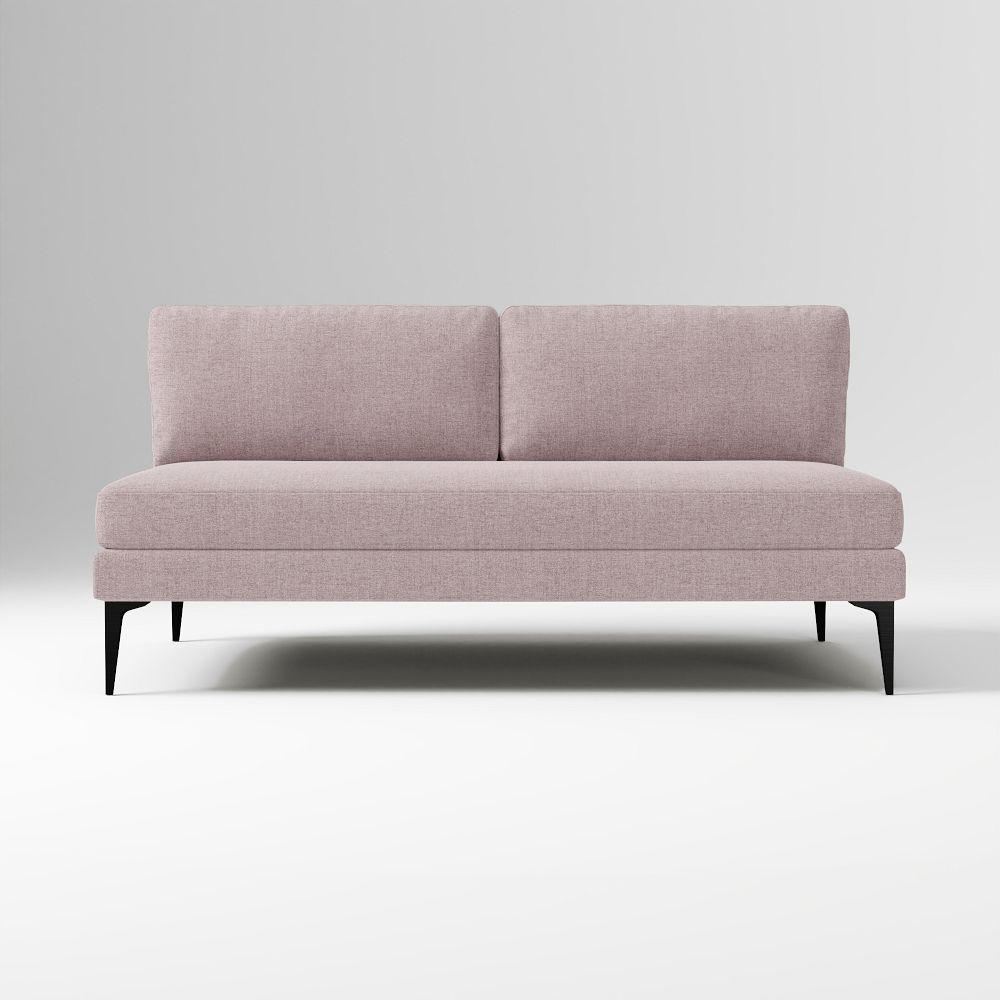 Andes Armless Double, Performance Distressed Velvet Mauve, Dark Pewter