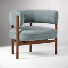 Open Box: Craig Expressed Wood Chair - Performance Chenille Crossweave Dusty Blue, Cool Walnut