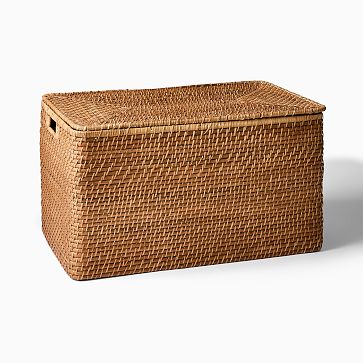 Large Rectangular Lidded Basket - 26.75"W x 14.5"H