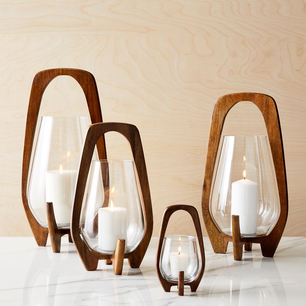 Mid-Century Wood Lanterns - Café, All 4 Sizes Set