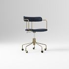 Open Box: Lenox Swivel Office Chair - Performance Coastal Linen Midnight, Blackened Brass