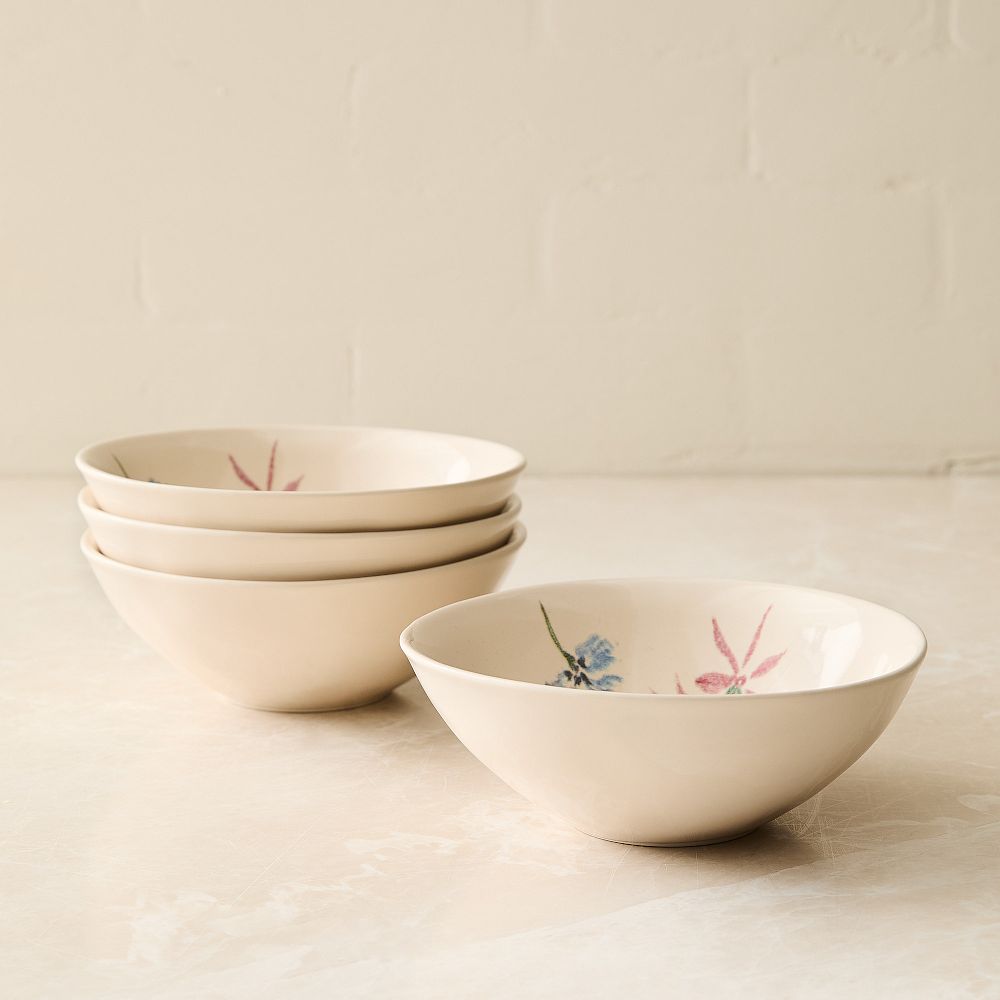 Lulie Wallace Ceramic Cereal Bowl Sets - Ceramic Floral, Set of 4