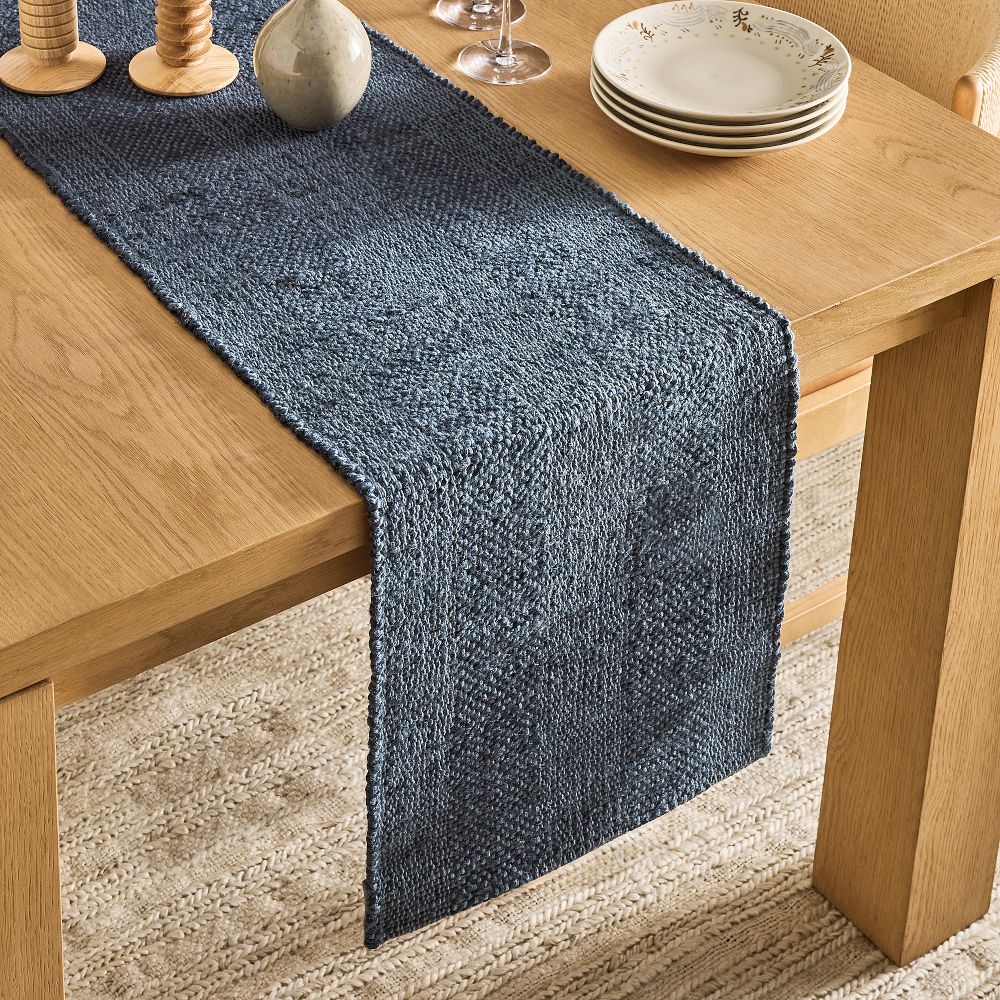 Chunky Textured Woven Table Runner - Indigo