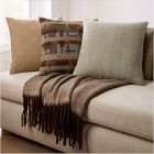 Warm Modern Plaid Basketweave Pillow Cover &amp; Throw Set