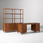 Hughes Desk with File Cabinets (68") &amp; Tall Double Wide Bookcase (34") Set
