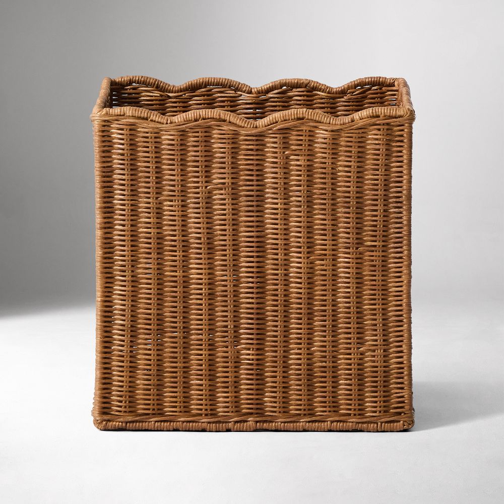 Scallop Rattan Bin - Walnut, 12"x12"