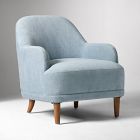 Open Box: Emmie Chair - Performance Distressed Velvet Denim Blue, Cool Walnut