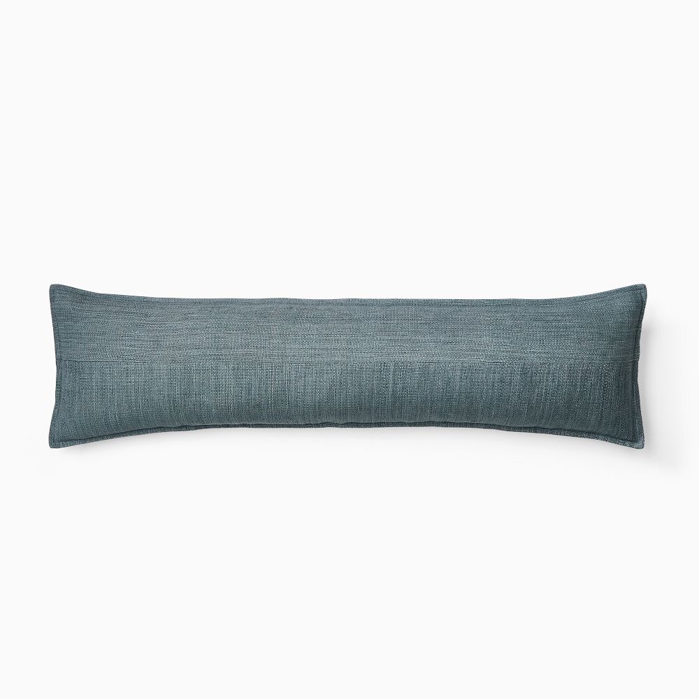 Channeled Weave Lumbar Pillow Cover - 12x46, Chambray