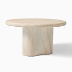 Menorca Outdoor 32" Coffee Table, Faux Travertine, Sienna Cloud