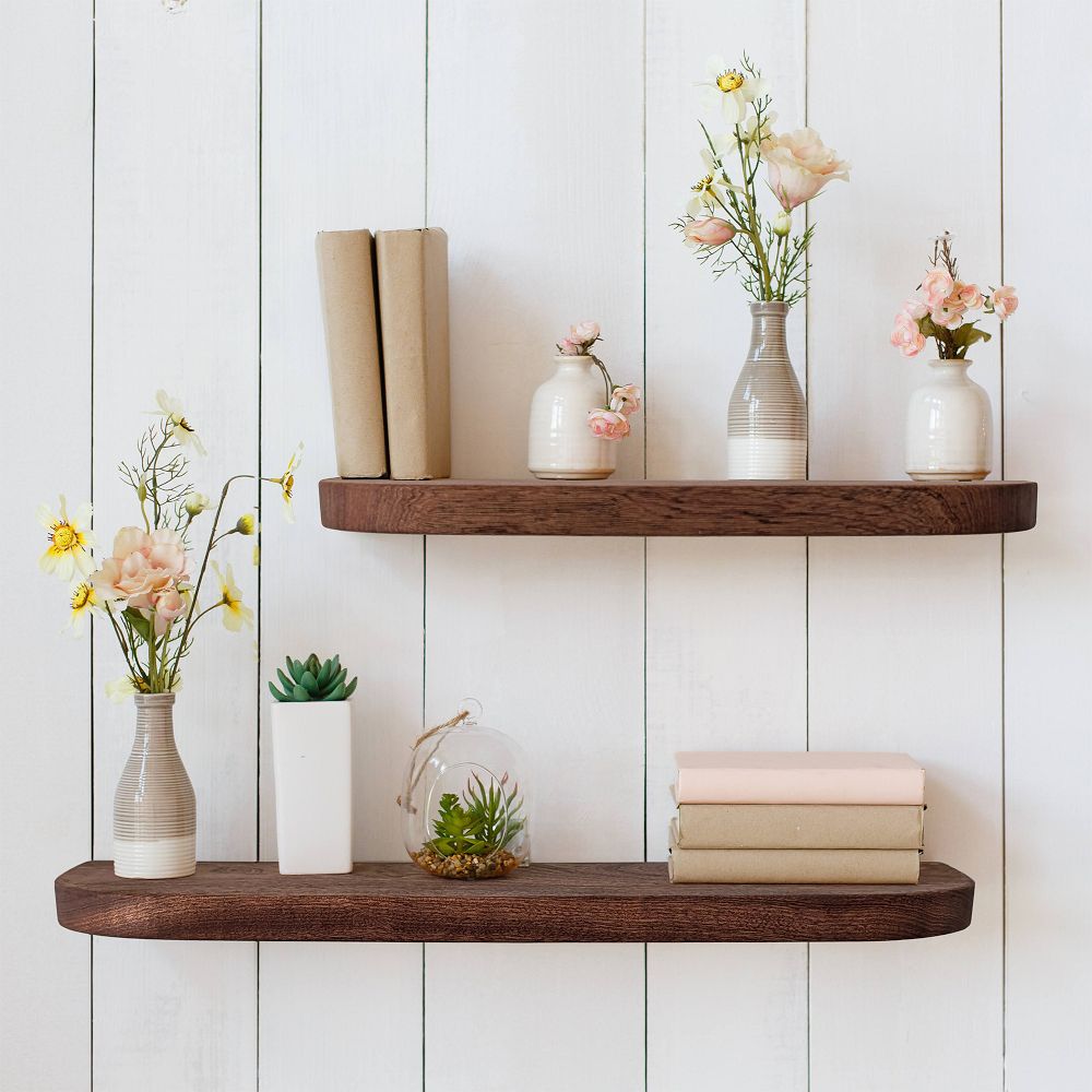 Nook Woodworking Thin Floating Shelf with Rounded Corners (6"–36")