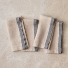 European Linen Contrast Border Napkins (Set of 4)