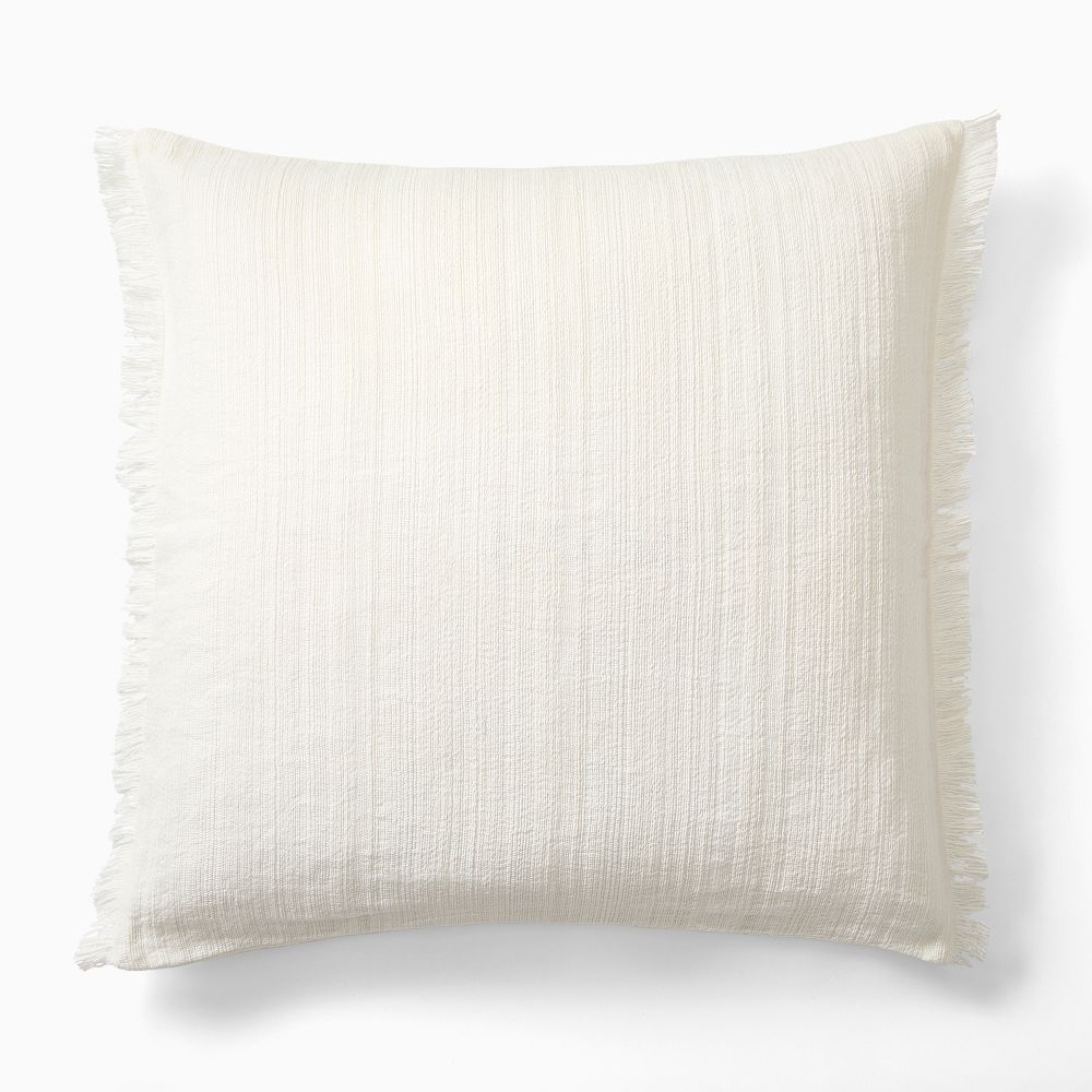 Textured Fringe Pillow Cover - 24x24, White