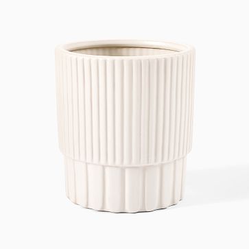 Fluted Ceramic Indoor/Outdoor Tabletop Planter, 7.5