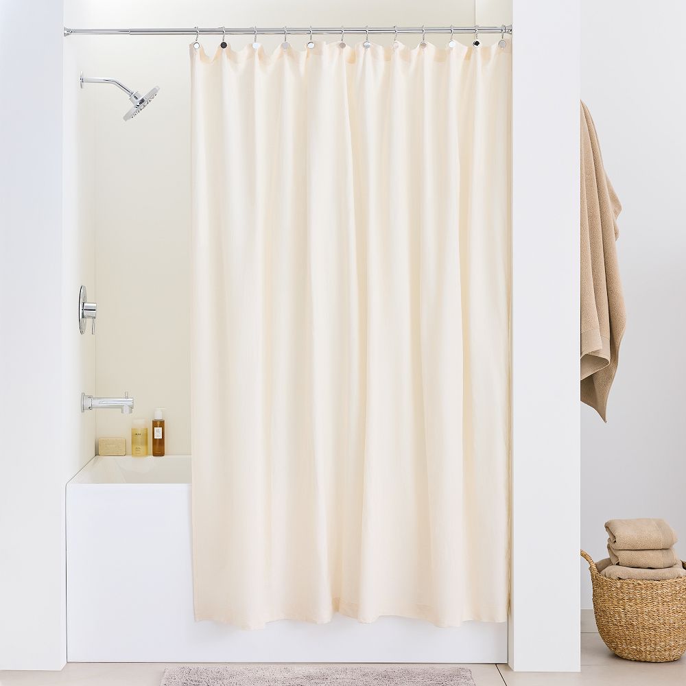 European Flax Linen Shower Curtain (color: IVORY)