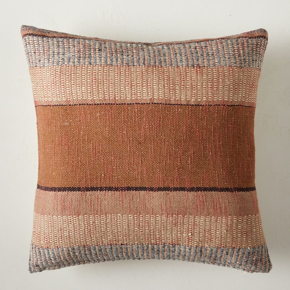 Bold Center Mixed Stripe Pillow Cover - 20"x20", Terracotta