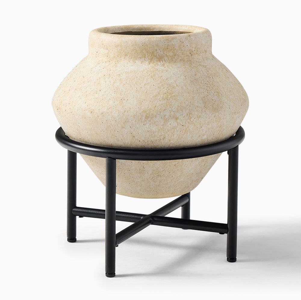 Venti Geo Planter w/ Stand - 16"D X 18"H, Alabaster
