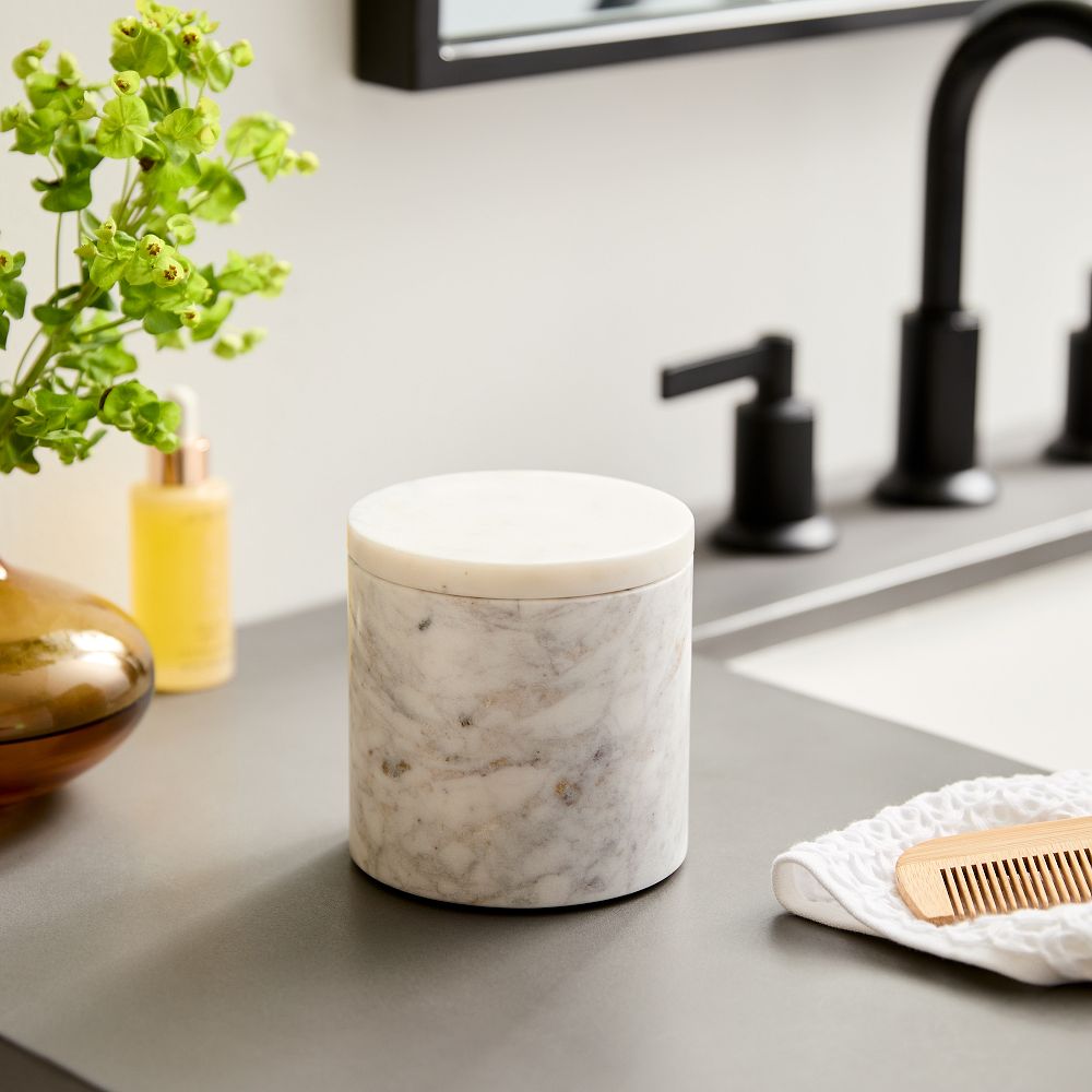 Amalfi Marble Bath Accessories - Canister, White