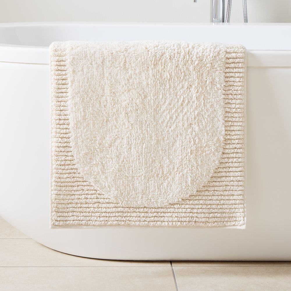 Plush Border Bath Mat - 20x34, Ivory