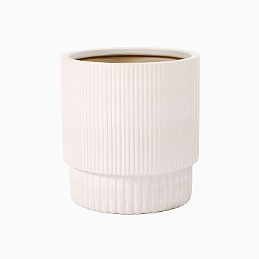 Fluted Ceramic Indoor/Outdoor Floor Planter, 14