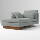 Open Box: Harmony Extra Deep Left Arm Chaise - Performance Distressed Velvet Mineral Gray, Dark Walnut