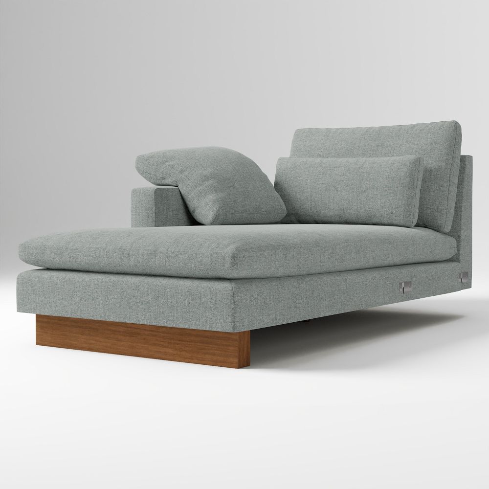 Harmony XL Left Arm Chaise, Dark Walnut, Performance Distressed Velvet Mineral Gray