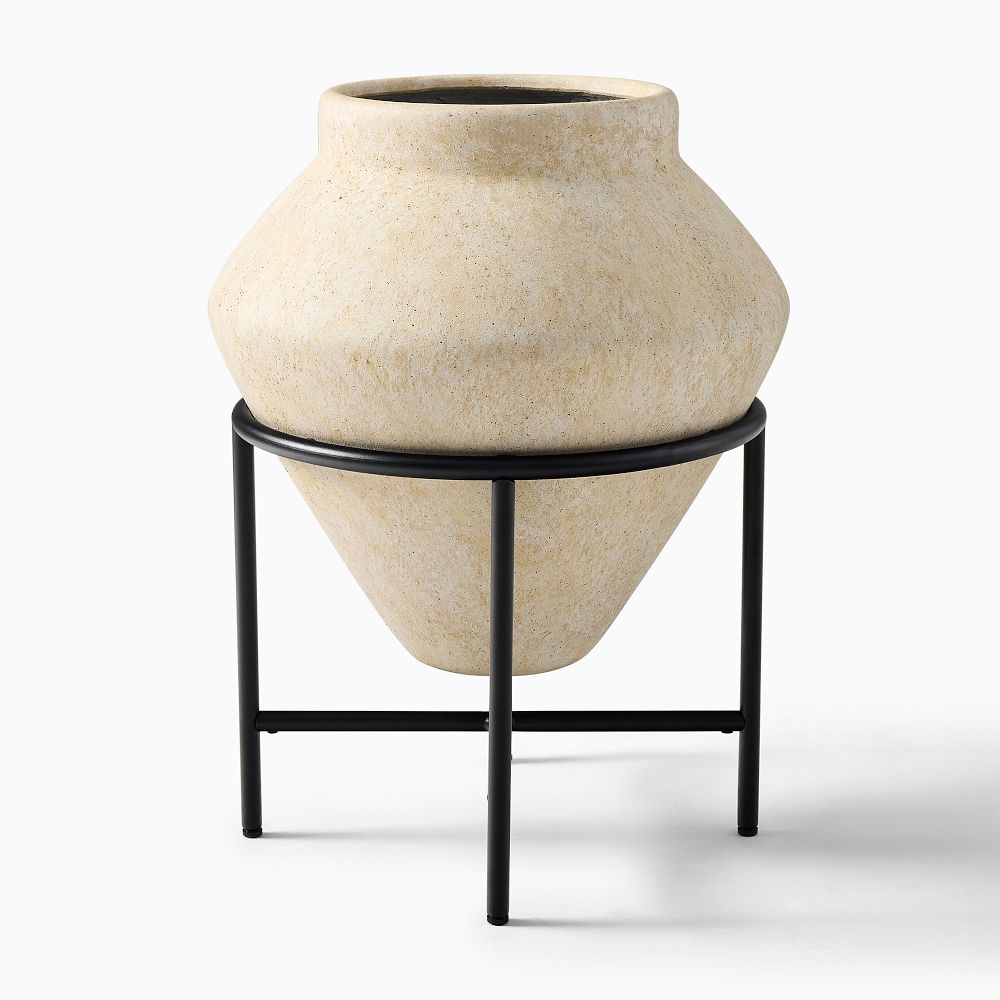 Venti Geo Planter w/ Stand - LARGE 22"D X 29"H, Alabaster