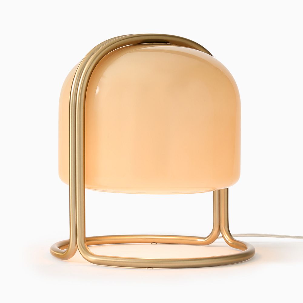 Remy Table Lamp (12") - 12in, Champagne/Beige Glass