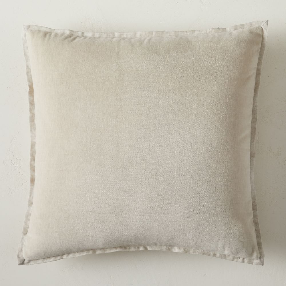 Classic Cotton Velvet Pillow Cover - 24x24, Sand + Down Alt Insert