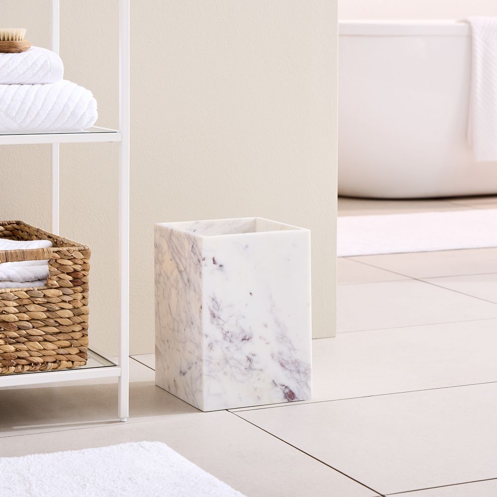 Amalfi Marble Bath Accessories - Waste Bin, White