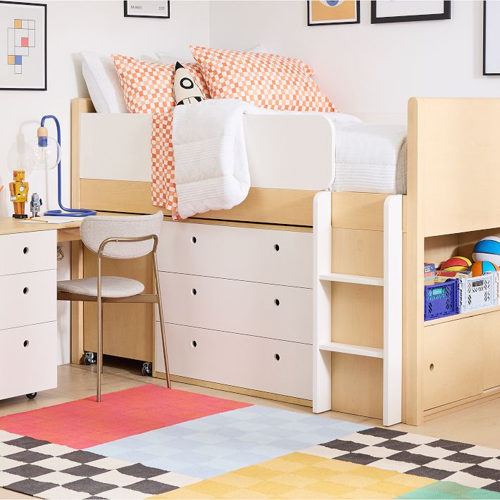 Ziggy Sleep/Study Bed Twin Pack Natural/White, West Elm