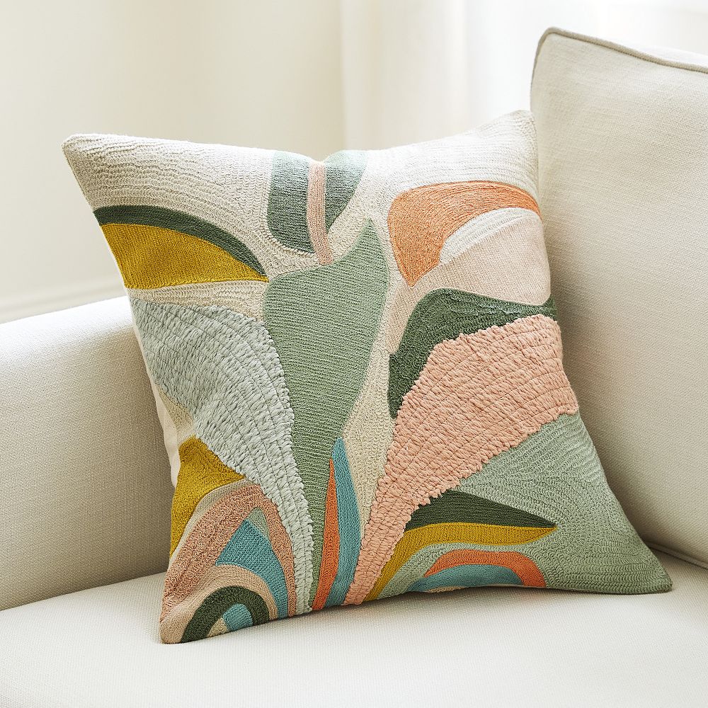 Botanical Crewel Pillow Cover