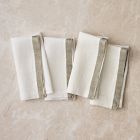 European Linen Contrast Border Napkins (Set of 4)