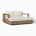 White cushion sectional sofa with wooden frame