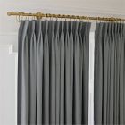 Open Box: Pleated European Flax Linen Blackout Curtain (48"W x 108"L) - Steel Blue