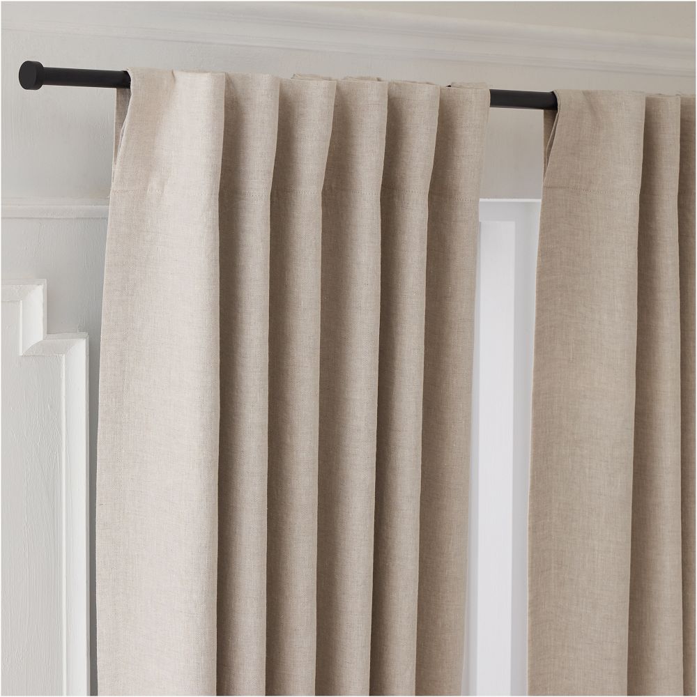 European Flax Linen Blackout Curtain, Natural Flax, 48