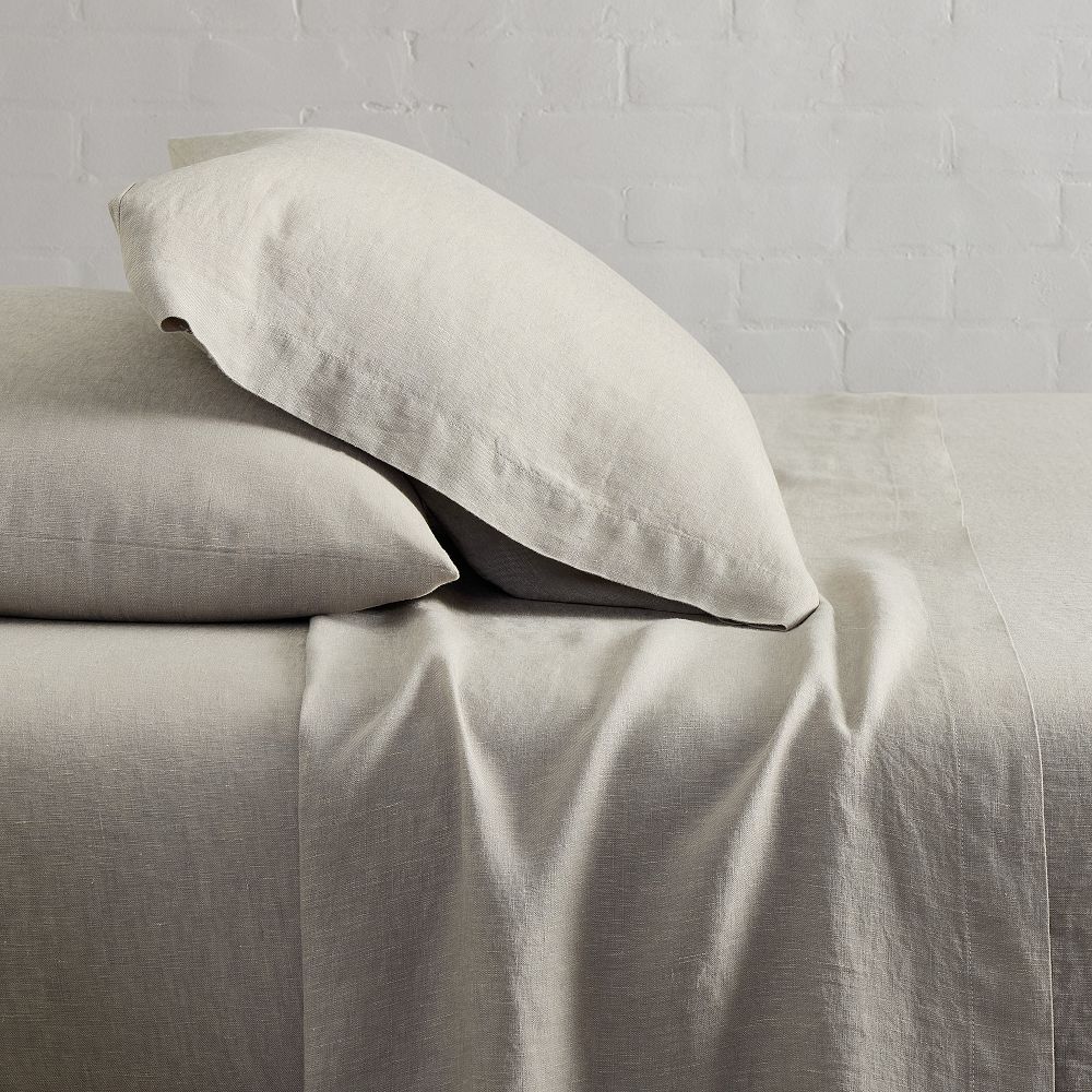 European Flax Linen Sheet Set - King, Warm Gray Melange