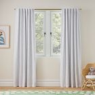 Open Box: Linear Pom Curtain With Blackout, White, Sea Foam, 48x96