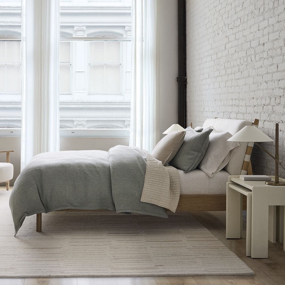 Cotton Cloud Jersey Duvet Cover, Vetiver Green - King Size