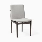 Single light gray upholstered dining chair with dark legs