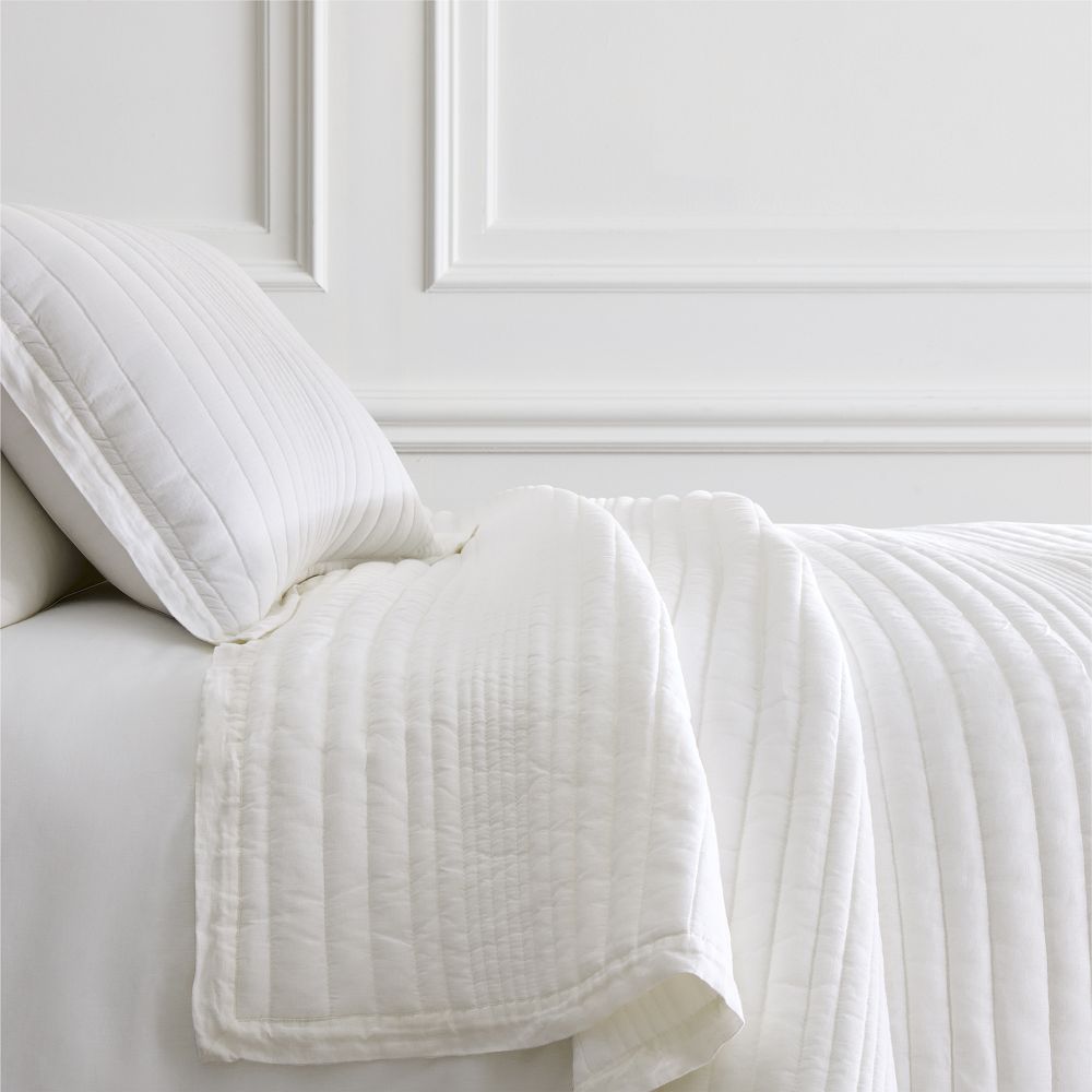 European Flax Linen Linework Quilt & 2 Euro Shams