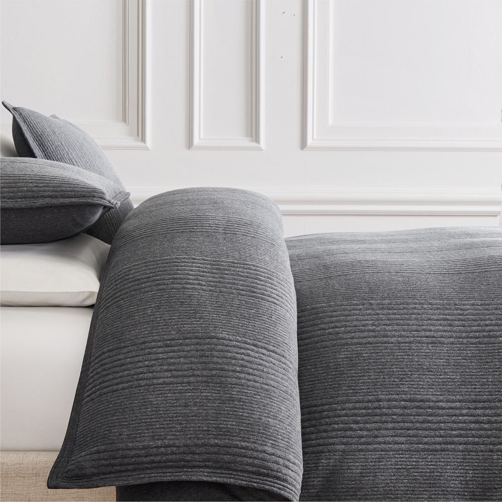 King Size Cotton Duvet Cover & Two Shams - Charcoal