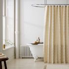 Cotton Linen Dashed Line Shower Curtain