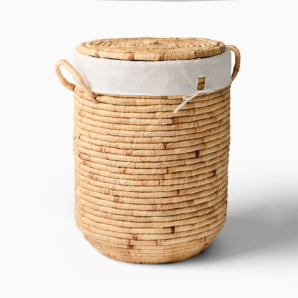 Woven Seagrass Lidded Hampers - Natural, 24 Inches